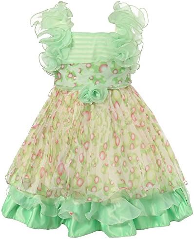 Richie House Girls' Chiffon Dress with Ruffles RH1446-B-2/3 Green