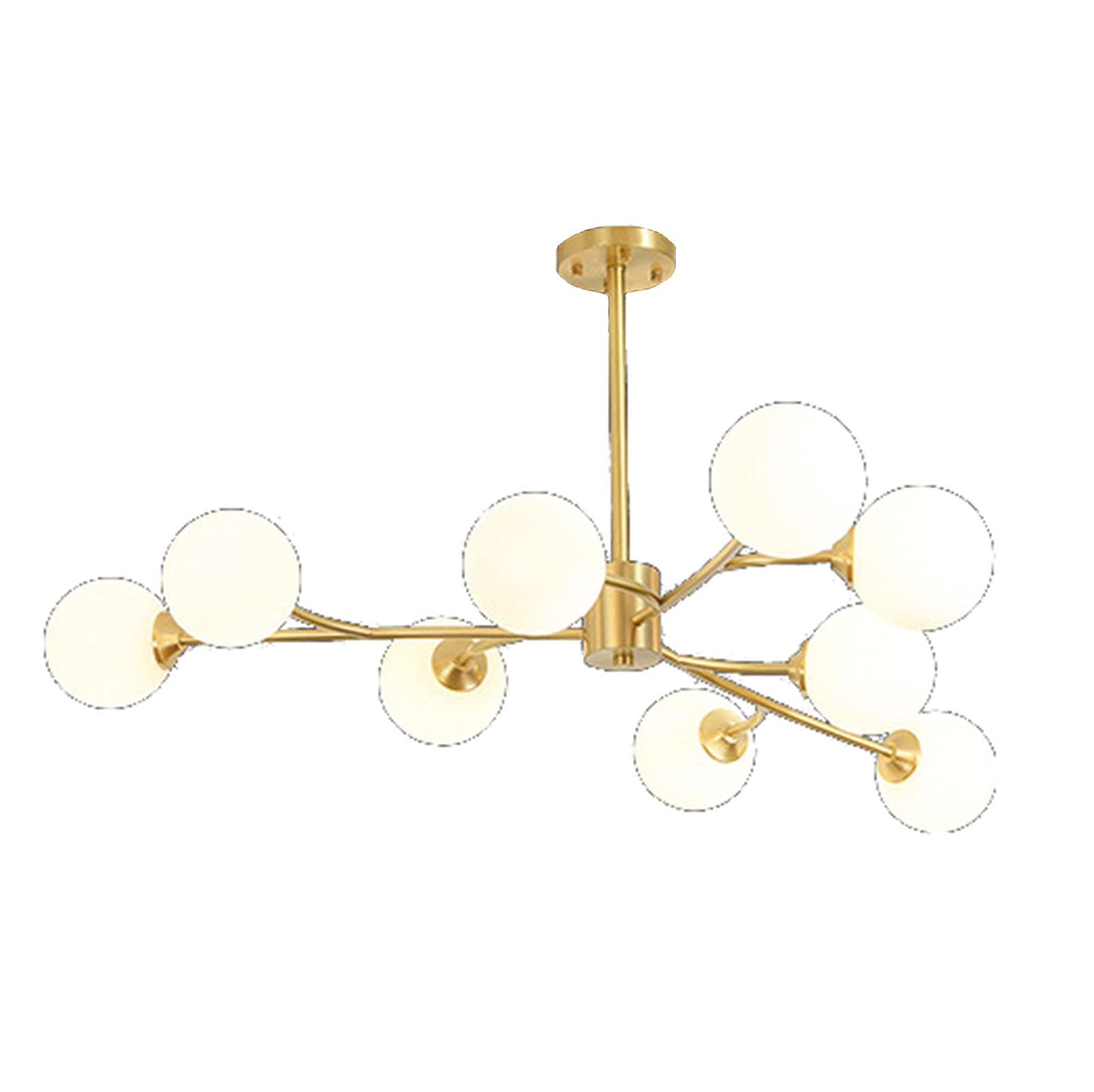KXEcoLife Living Room Bedroom Dining Magic Bean Molecular Light,Simple Creative Branches Chandelier,G9 Nordic All Copper Chandelier-Copper and milk white cover 9t