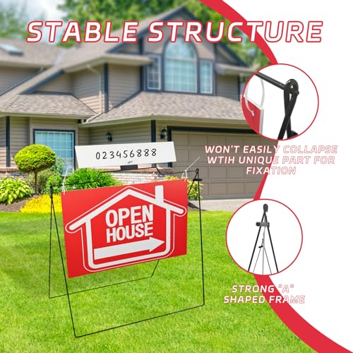 5 Pack Open House Signs for Real Estate - 30"x28" A-Frame Stands With Weatherproof Banner - Realtor Signs