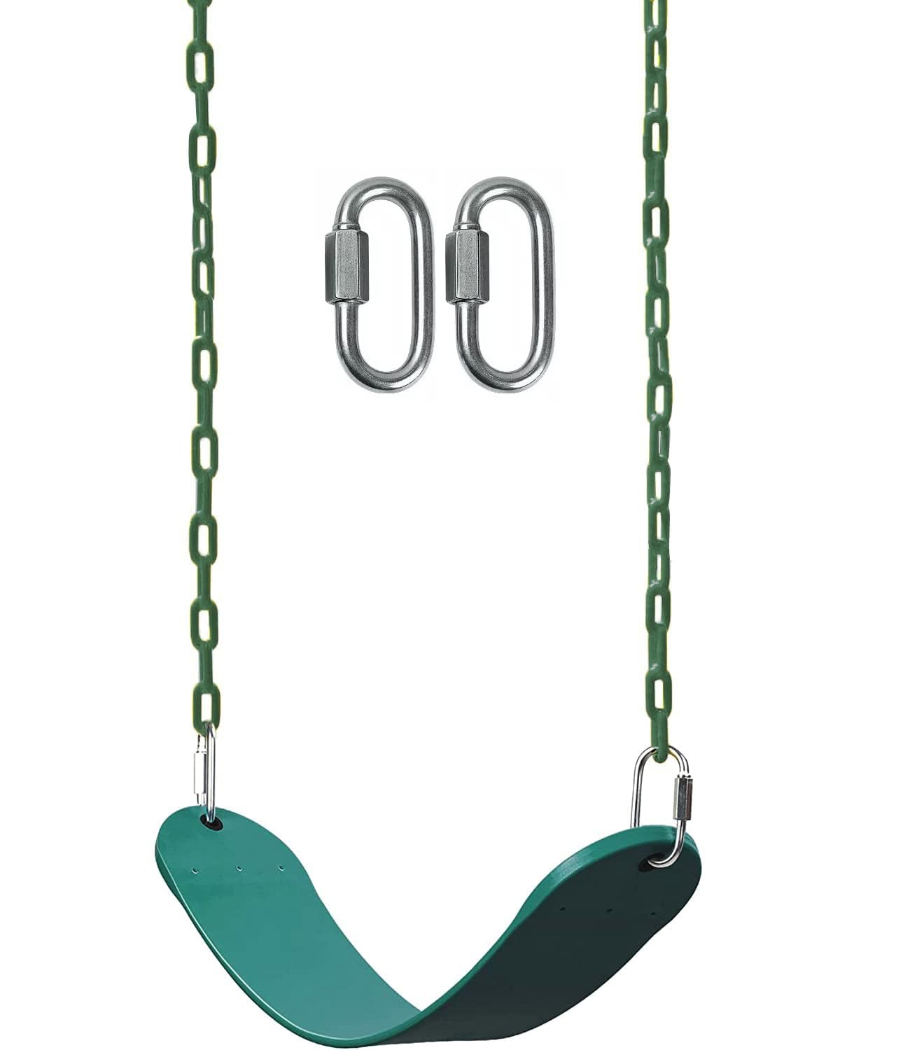 REZNOR Flexible Swing Seat Set for Kids/Adults Outdoor Park Garden Tree Backyard with 60 Plastic Coated Chain, Weight Support Upto 150Kg, Green, (6 X 26 X 60Inch)