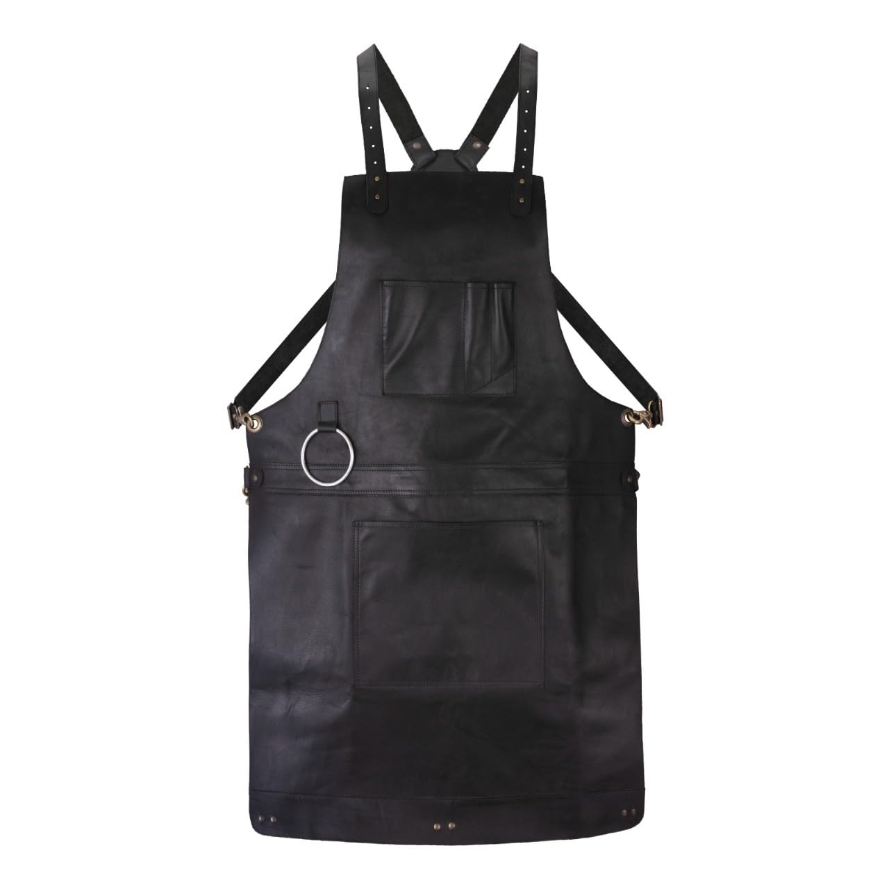 Leathershire Black Full Grain Leather Crossbody Apron Butcher, Cook, Bbq, Diy, Smith, Barber, Woodwork Apron