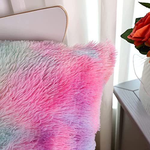 Image of Fur Cushion Pillow Cover for Set of 2 Pillow - 13x13 Inches (Multicolor)