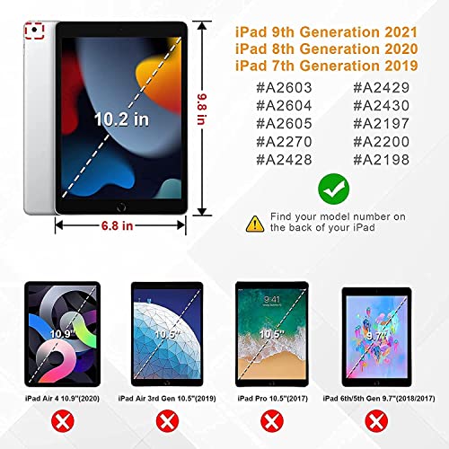 SIBEITU Case Compatible with iPad 9th Generation for Kids, with Pencil Holder Stand, Heavy Duty Rugged Case for iPad 10.2 inch