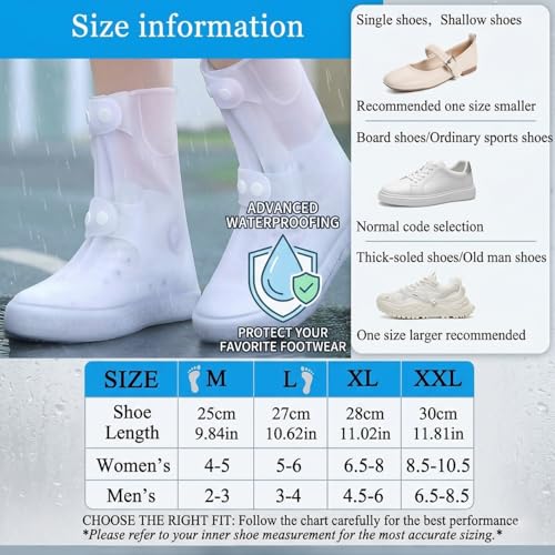 Image of Tall Silicone Shoe Cover Waterproof, Double-Breasted Waterproof Layer Shoes Cover for Rainy, Reusable Non-Slip Shoe Rain Cover