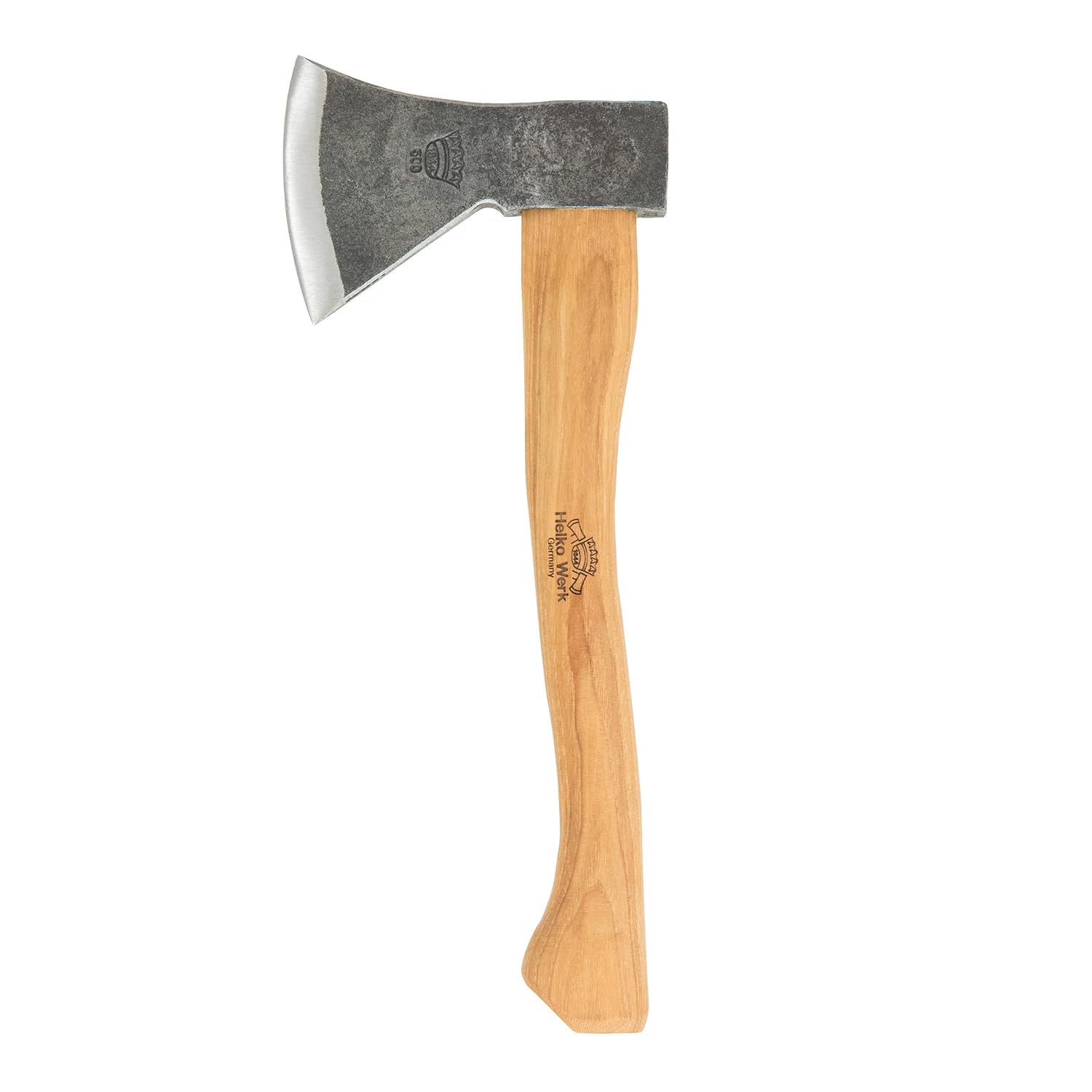 Helko Werk Rheinländer Beil 600g 36 cm C50 Stahl, Hickorystiel | geschmiedeter Beilkopf mit ballig geschliffener Schneide und Lederschutz Made in Germany