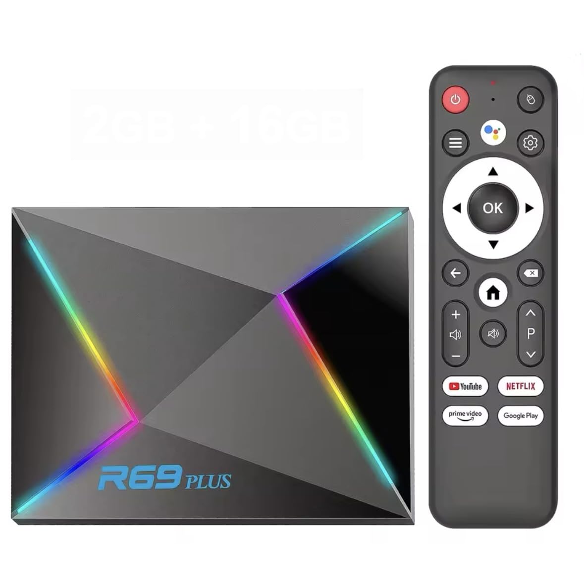 R69PLUS Android 14 TV Box, Octa-Core A55 CPU, 8K Video, WiFi