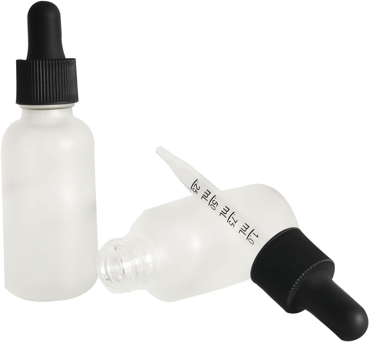12 PCS 1 oz Frosted Glass Dropper Bottle,30ml Clear Frosted Essential Oil Bottle with Glass Eye Droppe,for Tincture Bottle, Hair Oil and Other Liquids, Perfume Travel Container
