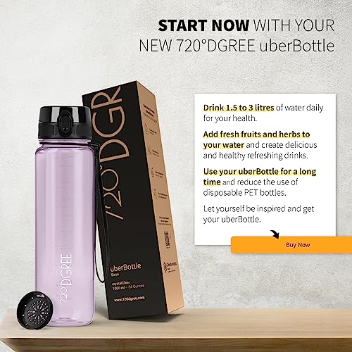 Image of 720DGREE inchuberBottle inch Crystal Clear Water Bottle with Strainer - BPA-Free - Water Bottle for Sports, Gym, Fitness, Bike, Outdoor, University - Sports Bottle Made of Tritan - Lightweight, Shockproof