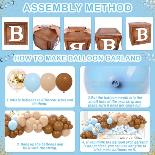We Can Bearly Wait Baby Shower Decorations -Teddy Bear Boho Balloons Banner Boxes Cupcake Topper, We Can Bearly Wait Sign Backdrop Tablecloth, Boy Baby Shower Decorations Gender Reveal Party Decor by DataMoon - Image 5