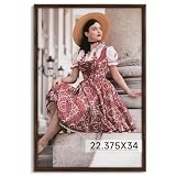 Dark Brown 22.375x34 Frame -Single Frame - Rustic Woodgrain 22.375 x 34 Poster Frame with Plexiglass for Wall Gallery Display, 22.375x34 Picture Frame for Puzzle, Artwork, Photos - Ideal Christmas Day