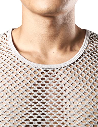 Image of JOGAL Men's Mesh Fishnet Fitted Sleeveless Muscle Top