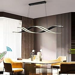 Lamparas Led Para Salon Comedor Lanekd Lamparas Comedor LED Lampara Comedor Salon Regulable Colgante Lámpara Moderna Spiral Diseñador Lamparas de Techo para Oficina Cocina Dormitorio Lámpara de techo (L120CM, Negro)
