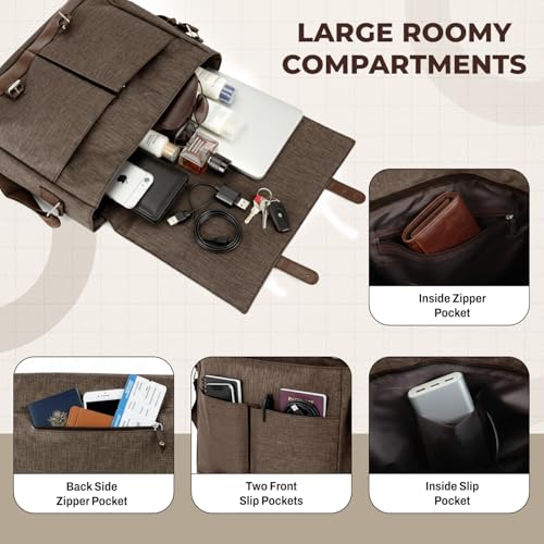 Image of Storite Laptop Messenger Bag for Men & Women - Water-Resistant Office Shoulder Bag with Multiple Pockets, Adjustable Strap & Leatherette Detailing (26 x 7.5 x 34 cm)