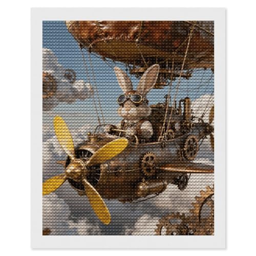 Peinture diamant 5D Lapin Steampunk : l'activité manuelle anti-stress parfaite pour adultes