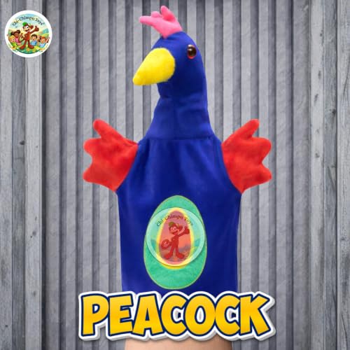 Image of Peacock Hand Puppet for Kids | Soft Plush Animal Puppet | Storytelling, Role Play, Preschool Learning Toy | Interactive Educational Puppet for Boys & Girls