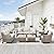 Buenhomino Outdoor Patio Furniture Set-6 Piece High Back Outdoor Furniture Set Sectional Sofa with Wicker Swivel Rocker Patio Chairs,Thick Cushions Ottomans for Porch Balcony Patio Deck Grey/Beige