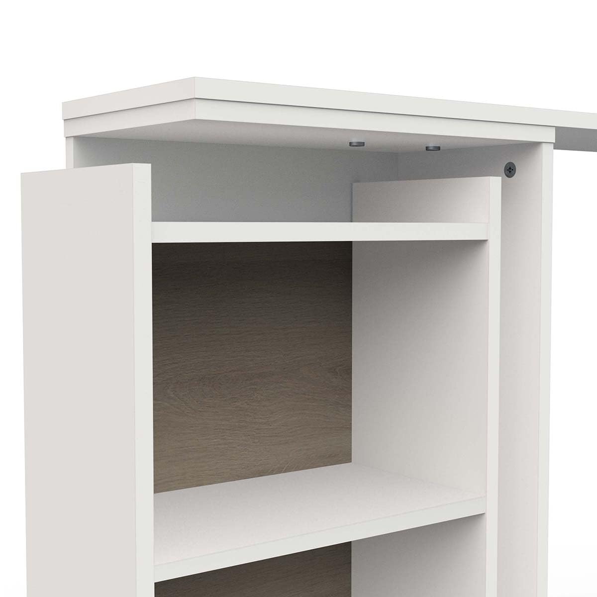 Cabecero de Cama con Almacenamiento con 6 nichos de Madera, Compatible con Cama de 140 x 200 y Cama de 160 x 200, Color Blanco Mate, Dormitorio para Adultos Clyde - 21,6 x 144,4 x 87,7 cm