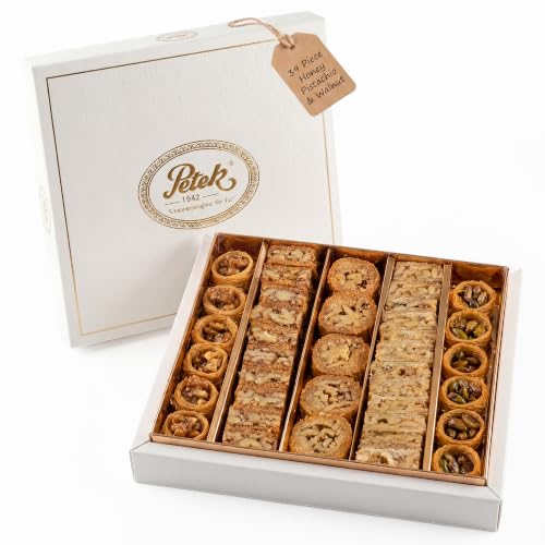 Petek Turkish Baklava Gift Box, 39 Piece Baklava Pastry with Hone...