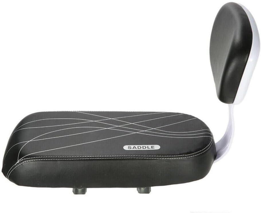 Comfortable Pu Leather Bike Rear Seat Cushion with Backrest – Ideal for Kids, Compatible with Mountain, Road, and Folding Bikes (Black)