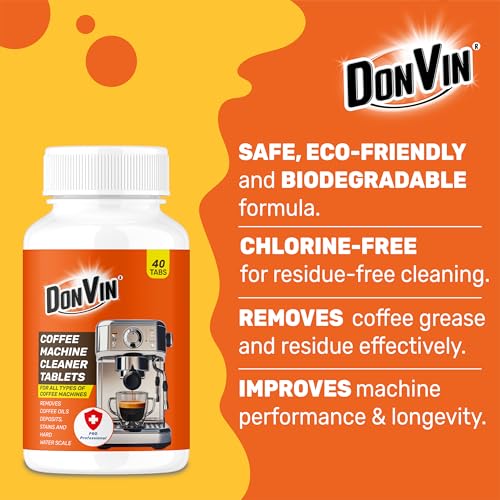 Image of Coffee Machine Cleaning Tablets - 40 Tablets, Compatible with All Coffee Machines, Removes CoffeeOil & Deposits, Anti-Bacterial, Fast-Acting for Easy Cleaning