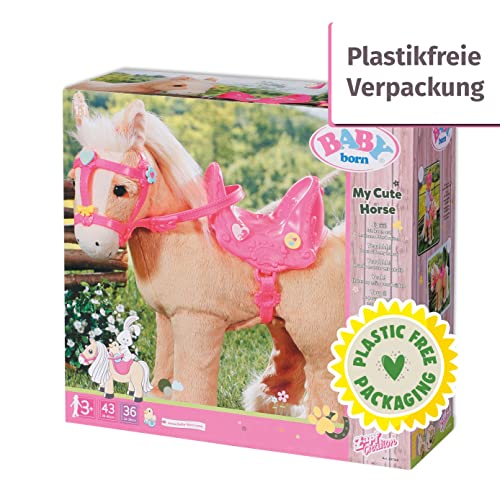 BABY born, Puppenpferd, BABY born My Cute Horse, interaktives Pferd mit Lauf-und Soundfunktion, Plüsch, rosa Sattel und Zaumzeug sowie Pins zum Dekorieren, 831168, Zapf Creation