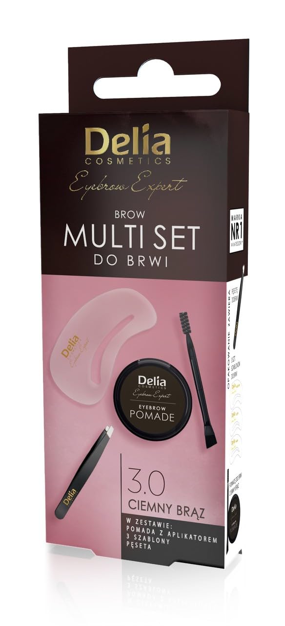 Delia Cosmetics Eyebrow Expert Zest Brow Kit Shade 3.0 Dark Brown 3 Pc