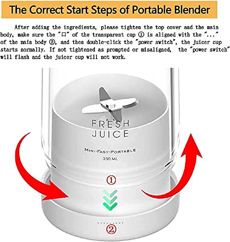Frullatore Portatile, Shake Mixer, 350ML Frullatore Smoothie Blender Mixer Bottle Smoothie Maker, Frullatore Personale Multifunzionale per Spremute Fresche Miscelatore USB Ricabile Mini Frullatore - immagine 5