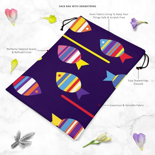 Image of ArtzFolio Colourful Fishes | Reusable Sack Bag | Bag for Gym, Storage, Vegetable & Travel