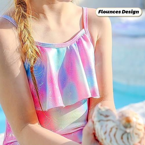 Girls One Piece Swimsuits Quick Dry Beach Mermaid Swimwear Bathing Suit for Beach 5-12 Years2