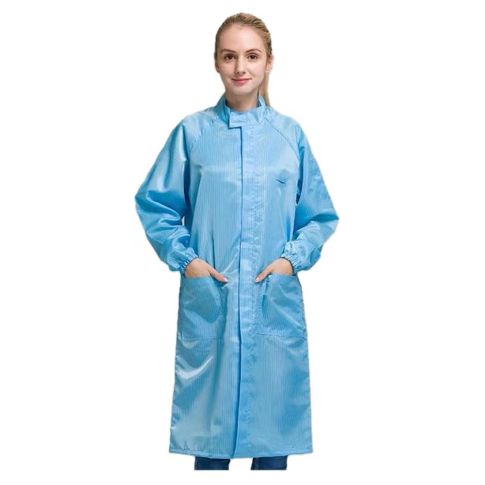 Bsc Wissen De Unisex Blue Esd Anti-Static Gown W/Zipper Anti Static Coat Epa Jacket Uniform For Static Control & All Esd Clean Room Areas, S
