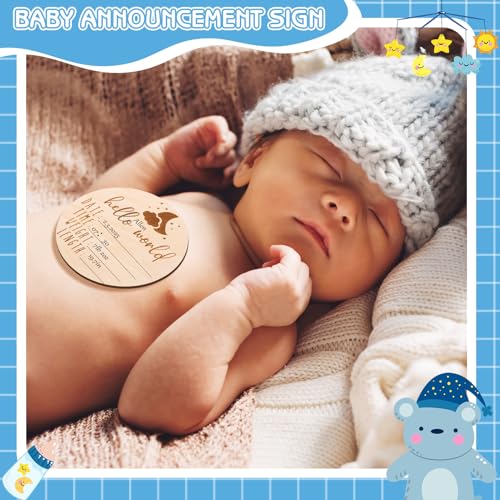 Image of Bear Baby Monthly Milestone Blanket Bear Star Balloon Flannel Blanket Newborn Infant Swaddle Baby Growth Blanket Photography Background with Wooden Signs,Frames,Bibs
