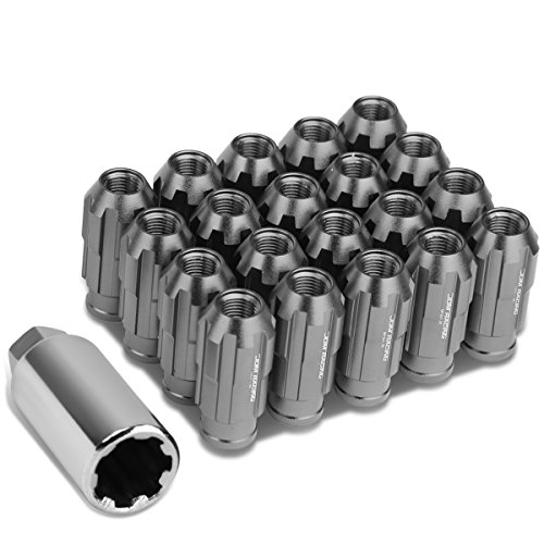 Image of DNA MOTORING LN-ZTL-9025-125-GM 20Pcs M12 x 1.25 Open End Style Wheel Lug Nuts w /Deep Drive Extension Adapter, 24mm OD /50mm H, Gun Metal