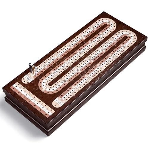 Juego de mesa Cribbage madera con 9 fichas metálicas miniatura 3