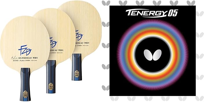 Butterfly 37221 Table Tennis Racket Shake for Attack, Blade Size 6.2 x 5.9 inches 157 x 150 mm Regular + Butterfly Butterfly Table Tennis Rubber Tenazy 05 High Tension Rubber Back Red 006 Extra Thick 05800