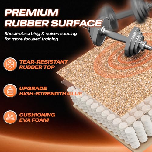 Image of SUPERJARE 0.56'' Thick 24 Sq Ft Rubber Top Gym Flooring for Home Gym