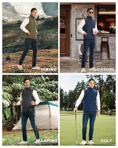 Outdoor Ventures Herren Softshell Weste mit Gefütterte Pufferwesten Wasserdichte Outdoorwesten Übergangswesten Funktionsweste mit 4 Taschen für Outdoor Arbeit Casual, Schwarz 2XL
