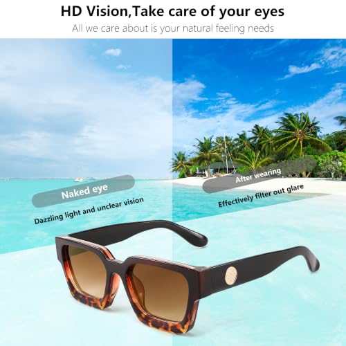 Image of FEISEDY Retro 90s Chunky Square Sunglasses for Women Men B2385