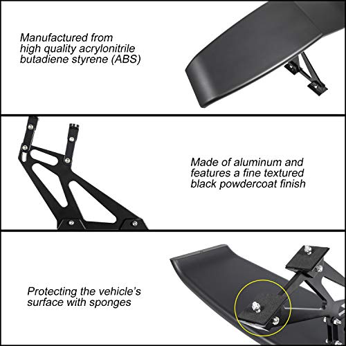 Trunk Spoiler Universal for Chevy Camaro Dodge Charger Challenger Ford Mustang GT Lambo Style Rear Spoiler Wing Tail Lid (61.8inches Length) - Thumbnail 7