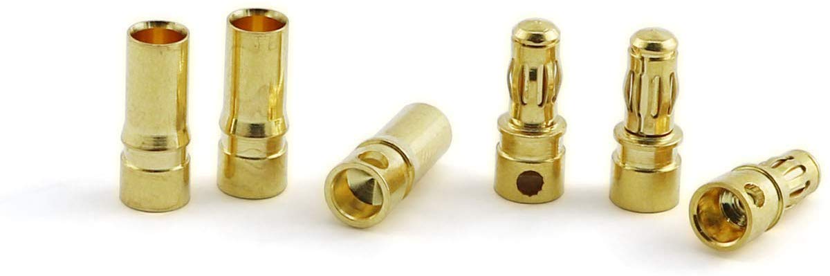 GTIWUNG 15 par pozłacanych wtyczek bananowych, 3,5 mm, do silnika, bezszczotkowy silnik ESC, pozłacane wtyczki bananowe, wtyki kulowe (15 szt. 3,5 mm męski wtyk + 15 szt. 3,5 mm wtyk żeński 3,5 mm)