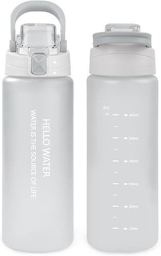 Botella de agua deportiva de 27 onzas con filtro extraíble, botella de agua motivacional con marcador de capacidad, botella de agua potable a prueba