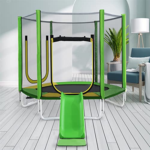 JINTAOMA Outdoor Gartentrampolin, Kindertrampolinm inkl. Leiter, gepolsterten Stangen, rutschen, Sicherheitsnetz, Randabdeckung & Zubehör Cover