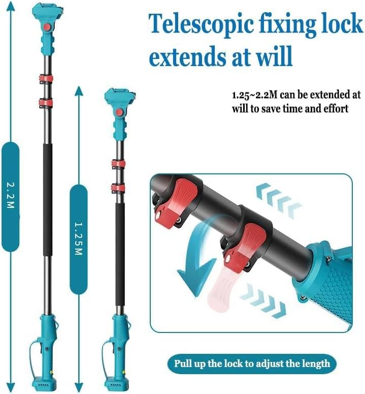 Sierra de poste eléctrica y tijeras de podar, mini motosierra inalámbrica de 8 pulgadas con poste de extensión de 125-220 cm, incluye 2 baterías, recortadora de árboles y cortador de extremidades