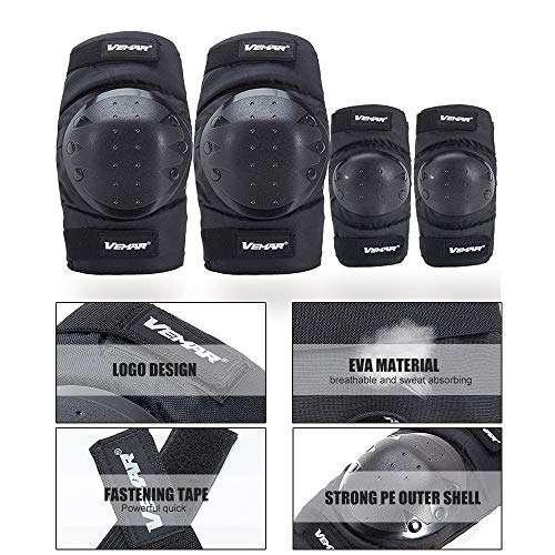 Andoer Conjunto de equipamentos de proteção 4 peças joelheiras cotoveleiras Kneesaver cotovelo cicli