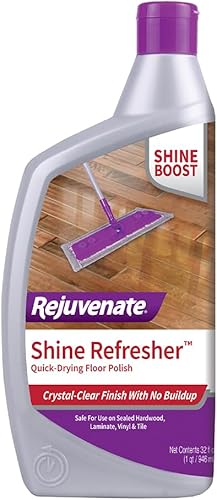 Rejuvenate Shine Refresher renueva el brillo en pisos más nuevos y recientemente restaura los pisos, incluyendo madera dura sellada, laminado,