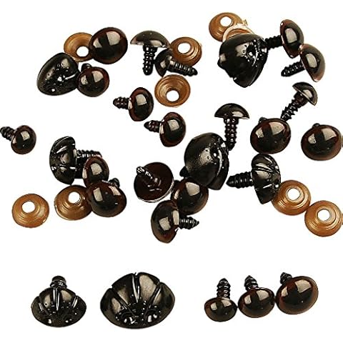 Creativ 100263 Teddy Bear Eyes and Noses, D: 10-15 mm, 12 Assorted Pieces, Black Cover