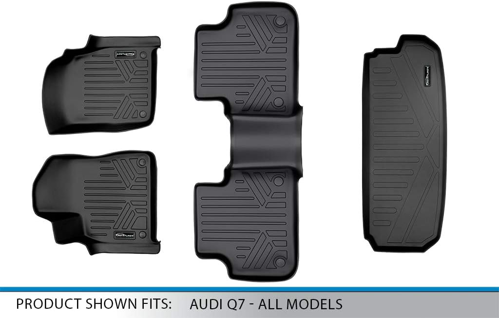 SMARTLINER Custom Fit Floor Mats 2 Rows and Cargo Liner Behind 3rd Row Set for 2017-2025 Audi Q7 / SQ7