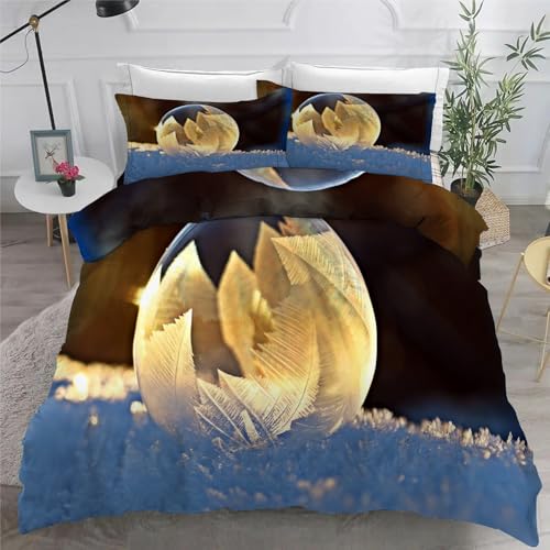 Parure de Lit Bulles De Glace en Microfibre Douce avec Fermeture Éclair