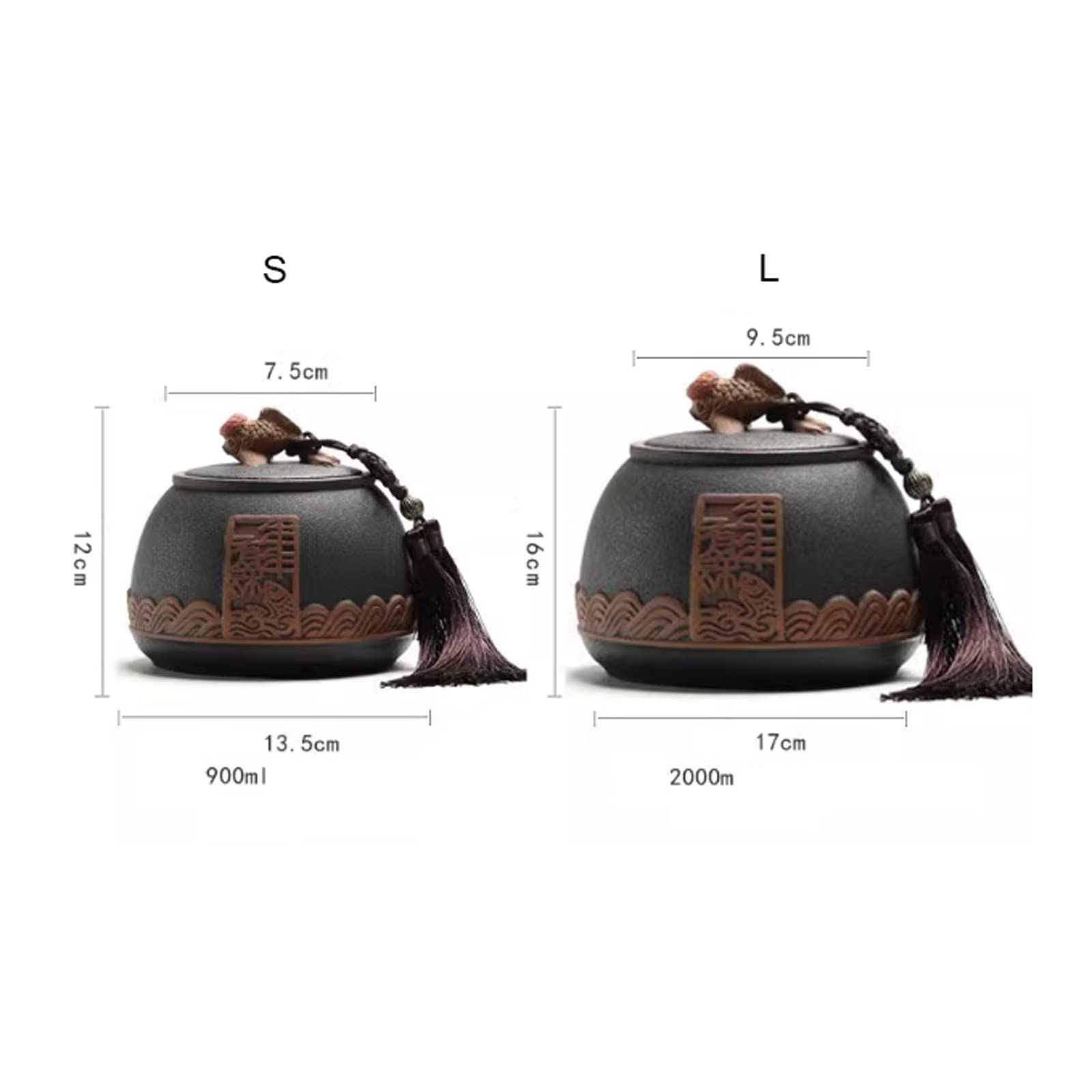 Recipientes de Cocina Lata de té Suelta de cerámica Rugosa Retro, Lata de té ... Almacenamiento de té(White-b,Pequeño)