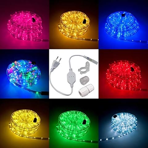 LED Lichtschlauch Komplett Set mit Zubehör Lichterkette Beleuchtung Grün Rot Warmweiß Blau RGB 5 Meter Cover