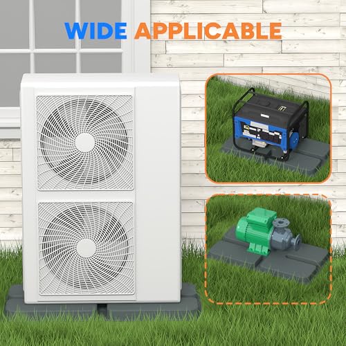 Image of Mini Split Pad for Condenser: Ground Base for Air Conditioner Outdoor Condenser Units, Plastic Equipment Pad for Ductless Minisplit Heat Pump Systems HAVC, Gray, 34.6 inch x 18.1 inch x 2 inch